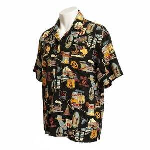 High Seas Trading Co. Men's Route 66 Western Short Sleeve Button Down Shirt
